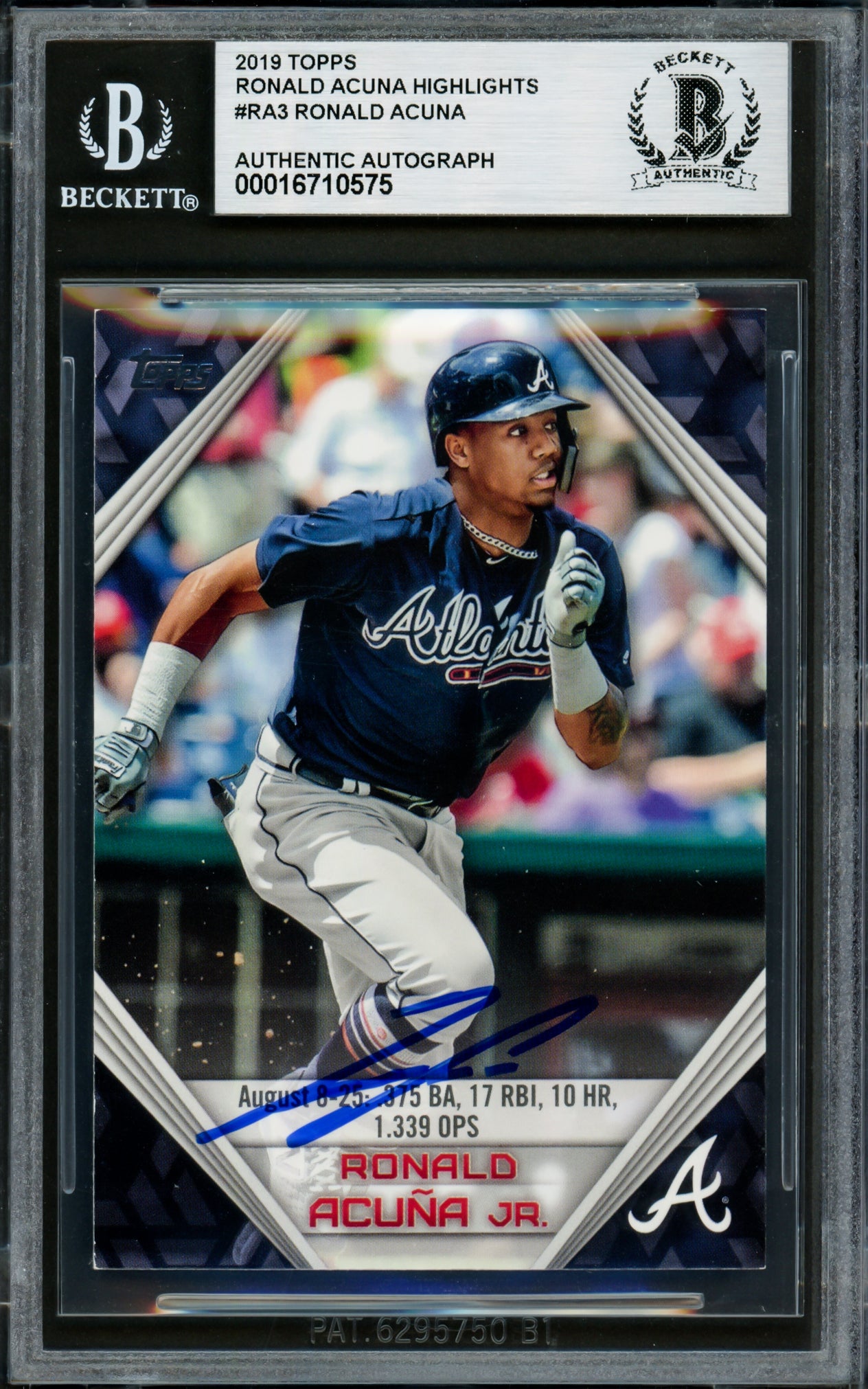 Ronald Acuna Jr. Autographed 2019 Topps Player Highlights Card #RA-3 Atlanta Braves Beckett BAS #16710575