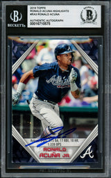 Ronald Acuna Jr. Autographed 2019 Topps Player Highlights Card #RA-3 Atlanta Braves Beckett BAS #16710575