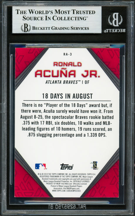 Ronald Acuna Jr. Autographed 2019 Topps Player Highlights Card #RA-3 Atlanta Braves Beckett BAS #16710575