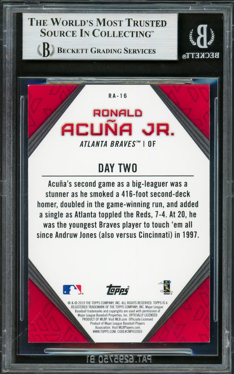 Ronald Acuna Jr. Autographed 2019 Topps Player Highlights Card #RA-16 Atlanta Braves Beckett BAS #16710614