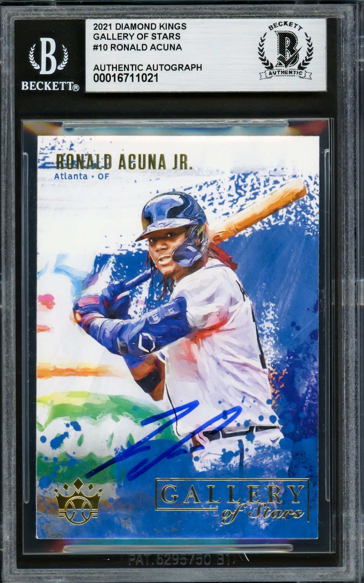 Ronald Acuna Jr. Autographed 2021 Diamond Kings Gallery of Stars Card #GS10 Atlanta Braves Beckett BAS #16711021