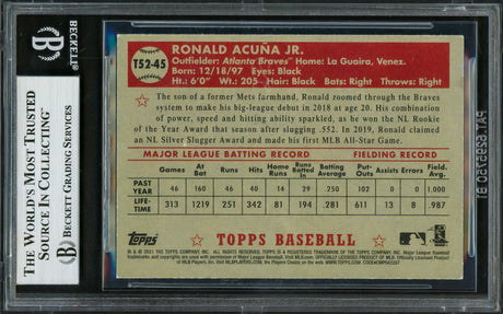 Ronald Acuna Jr. Autographed 2021 Topps 1952 Redux Card #T52-45 Atlanta Braves Beckett BAS #16711047