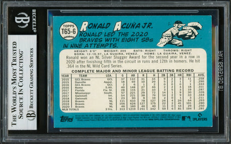 Ronald Acuna Jr. Autographed 2021 Topps 1965 Redux Card #T65-6 Atlanta Braves Beckett BAS #16711102