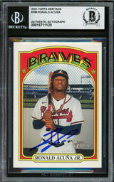 Ronald Acuna Jr. Autographed 2021 Topps Heritage Card #299 Atlanta Braves Beckett BAS #16711128