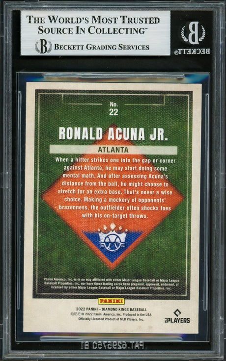 Ronald Acuna Jr. Autographed 2022 Donruss Diamond Kings Card #22 Atlanta Braves Beckett BAS #16711161
