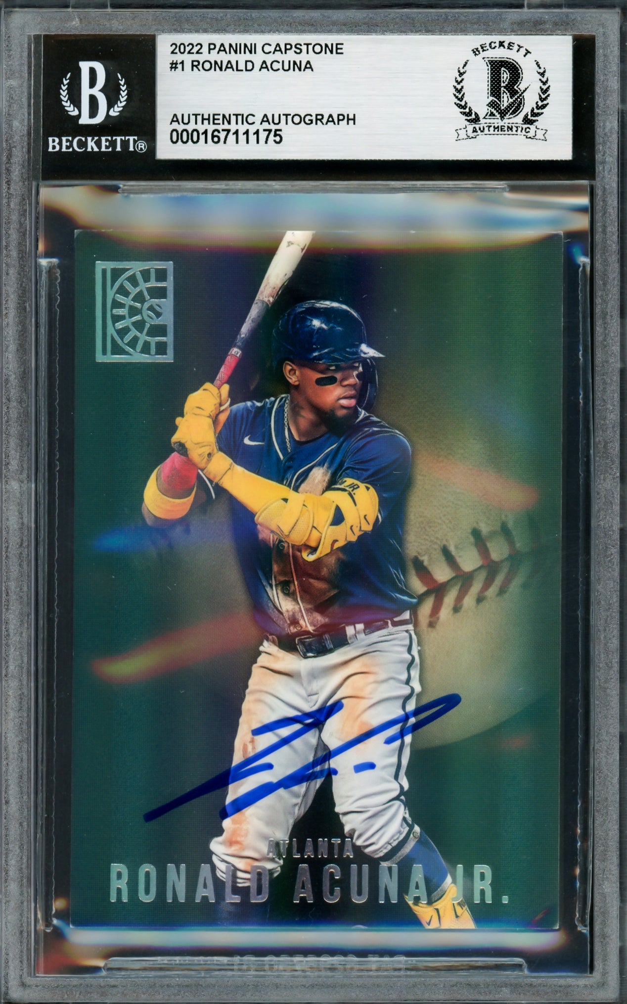 Ronald Acuna Jr. Autographed 2022 Panini Capstone Card #1 Atlanta Braves Beckett BAS #16711175