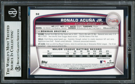 Ronald Acuna Jr. Autographed 2023 Bowman Card #92 Atlanta Braves Beckett BAS #16711390