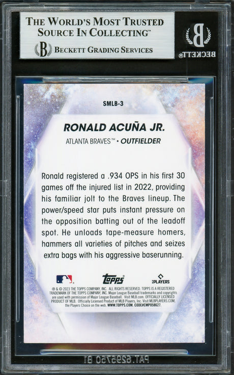 Ronald Acuna Jr. Autographed 2023 Topps Stars of MLB Card #SMLB-3 Atlanta Braves Beckett BAS #16711402