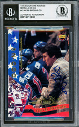 Herb Brooks Autographed 1995 Signature Rookies Card #42 1980 Team USA Hockey Beckett BAS #16711438