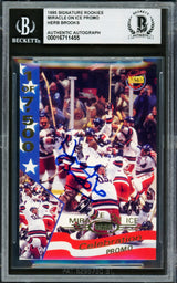 Herb Brooks Autographed 1995 Signature Rookies Card 1980 Team USA Hockey Beckett BAS #16711455