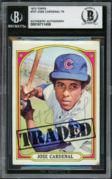 Jose Cardenal Autographed 1972 Topps Traded Card #757 Chicago Cubs High Number Beckett BAS #16711459