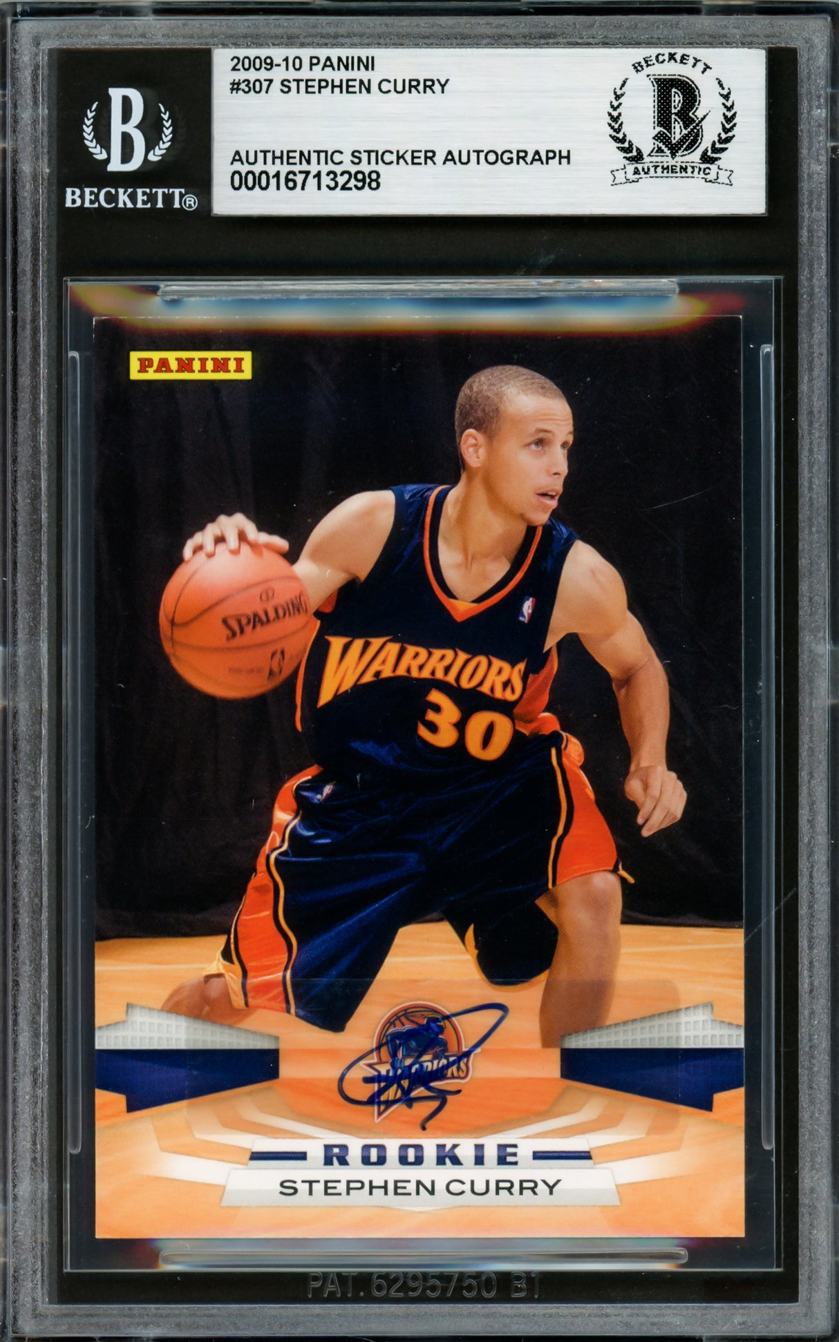 Stephen Curry Autographed 2009-10 Panini Rookie Card #307 Golden State Warriors Beckett BAS #16713298