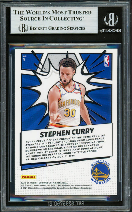 Stephen Curry Autographed 2020-21 Donruss Optic My House Card #5 Golden State Warriors Beckett BAS #16713627