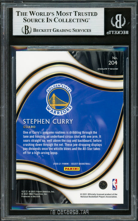 Stephen Curry Autographed 2020-21 Select Blue Card #204 Golden State Warriors Beckett BAS #16714027