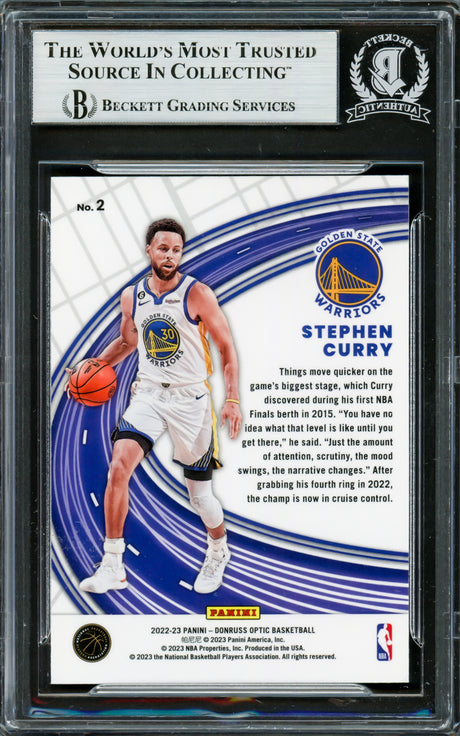 Stephen Curry Autographed 2022-23 Donruss Optic Express Lane Card #2 Golden State Warriors Beckett BAS #16708067