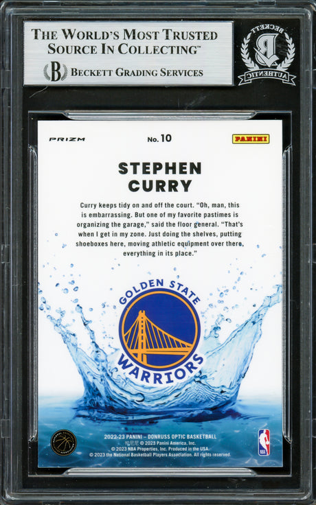 Stephen Curry Autographed 2022-23 Donruss Optic Splash Prizm Card #10 Golden State Warriors Beckett BAS #16708108