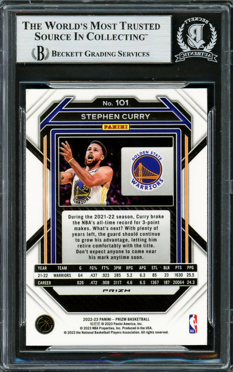 Stephen Curry Autographed 2022-23 Panini Prizm Red Ice Card #101 Golden State Warriors Beckett BAS #16708121