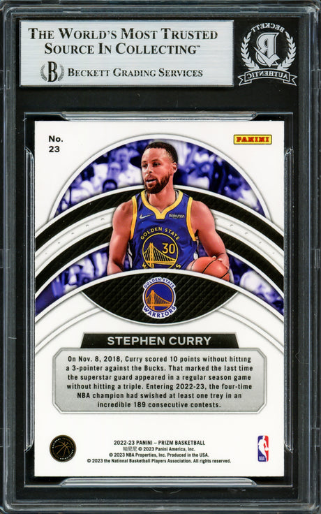 Stephen Curry Autographed 2022-23 Panini Prizm Dominance Card #23 Golden State Warriors Beckett BAS #16708171