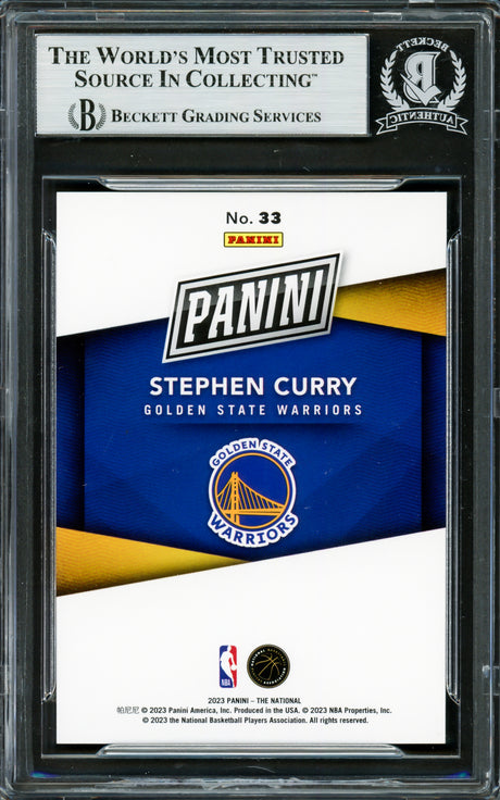 Stephen Curry Autographed 2023 Panini National Silver Pack Green Card #33 Golden State Warriors #5/5 Beckett BAS #16708181