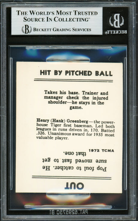 Hank Greenberg Autographed 1972 TCMA Card Detroit Tigers Beckett BAS #16705680