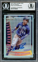 Julio Rodriguez Autographed 2022 Topps Chrome Youthquake Rookie Card #YQ2 Seattle Mariners Beckett BAS #16706845