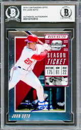 Juan Soto Autographed 2019 Contenders Optic Card #15 New York Mets Beckett BAS #16703910