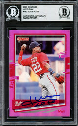 Juan Soto Autographed 2020 Donruss Holo Pink Variation Card #162 New York Mets Beckett BAS #16703973