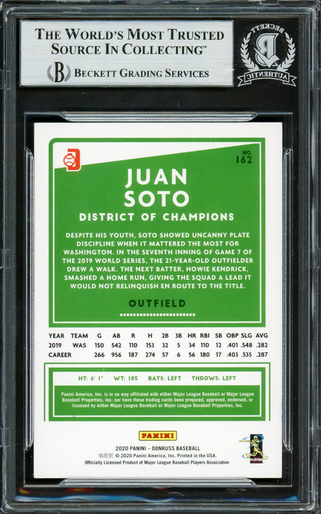 Juan Soto Autographed 2020 Donruss Holo Red Card #162 New York Yankees Beckett BAS #16704016