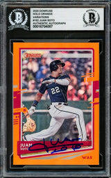 Juan Soto Autographed 2020 Donruss Holo Orange Card #162 New York Mets Beckett BAS #16704087
