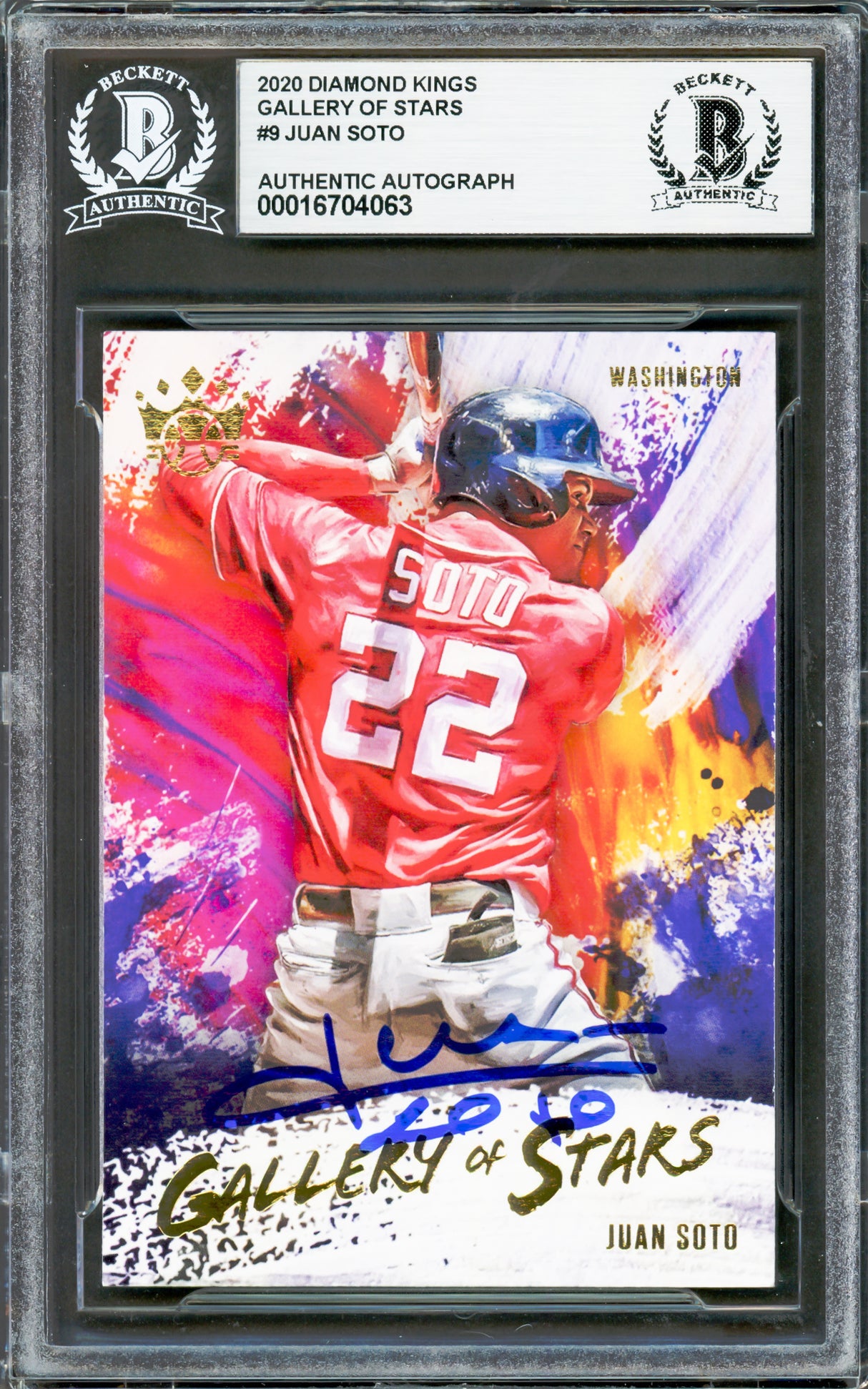 Juan Soto Autographed 2020 Diamond Kings Gallery of Stars Card #GOS9 New York Mets Beckett BAS #16704063
