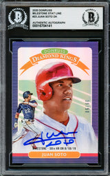 Juan Soto Autographed 2020 Donruss Diamond Kings Blue Holo Card #23 New York Mets #39/50 Beckett BAS #16704141