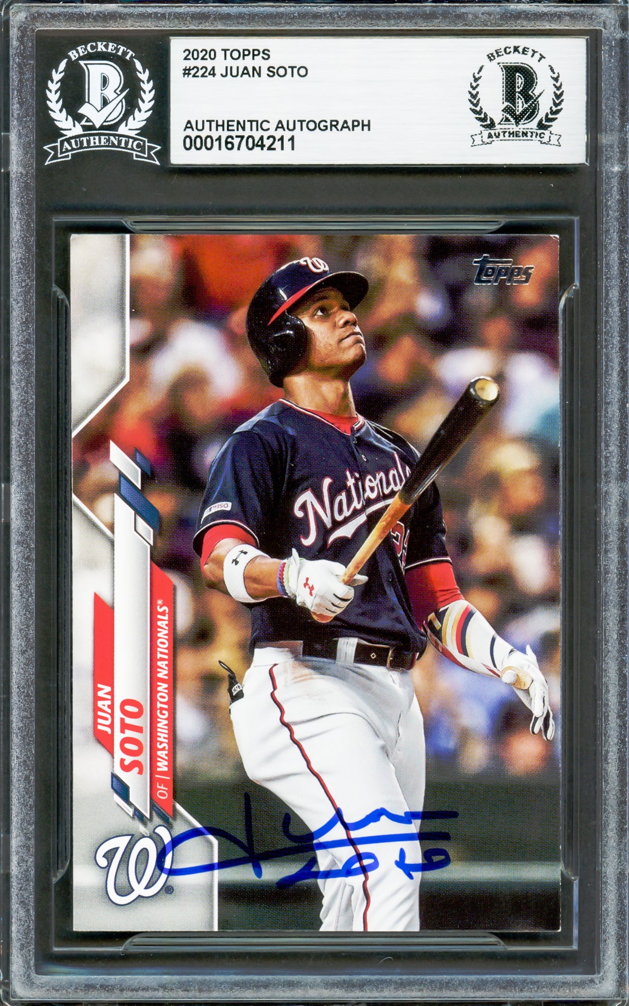 Juan Soto Autographed 2020 Topps Card #224 New York Mets Beckett BAS #16704211