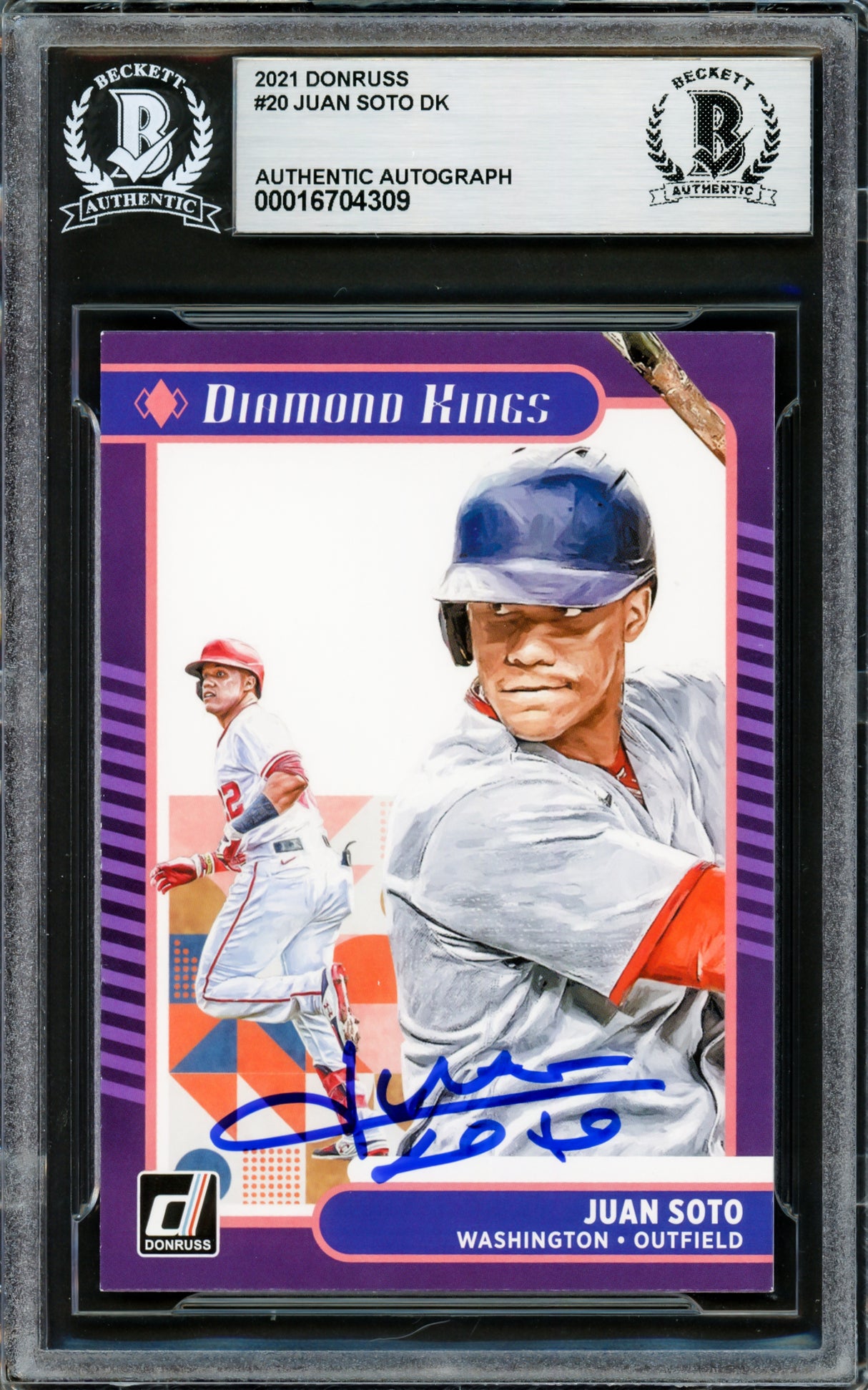 Juan Soto Autographed 2021 Donruss Diamond Kings Card #20 New York Mets Beckett BAS #16704309