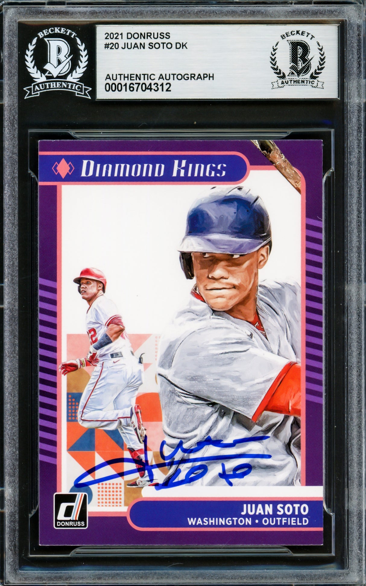 Juan Soto Autographed 2021 Donruss Diamond Kings Card #20 New York Mets Beckett BAS #16704312