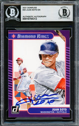 Juan Soto Autographed 2021 Donruss Diamond Kings Card #20 New York Mets Beckett BAS #16704312