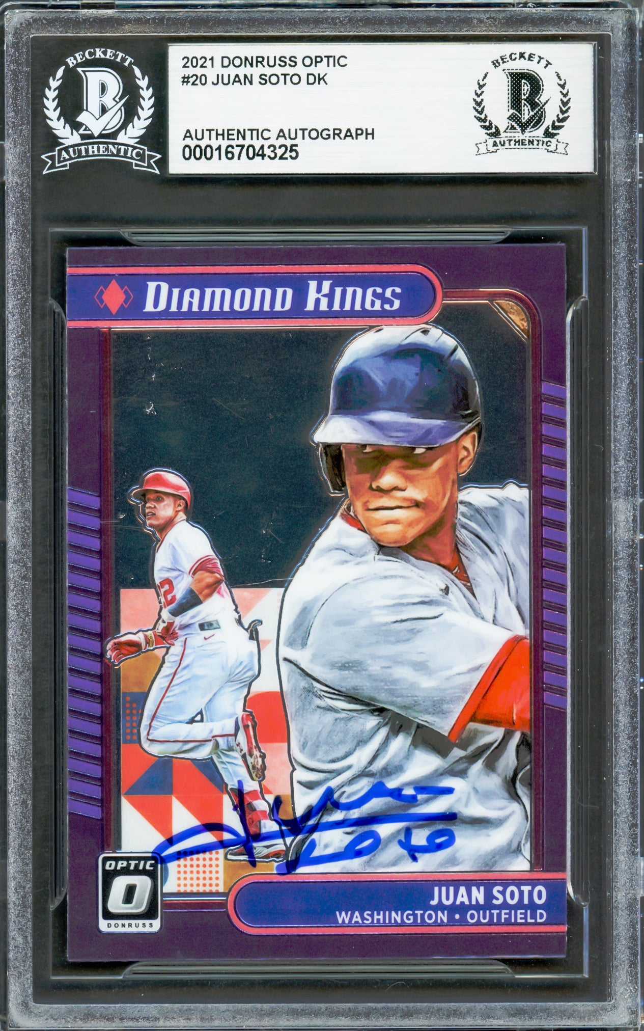 Juan Soto Autographed 2021 Donruss Optic Diamond Kings Card #20 New York Yankees Beckett BAS #16704325