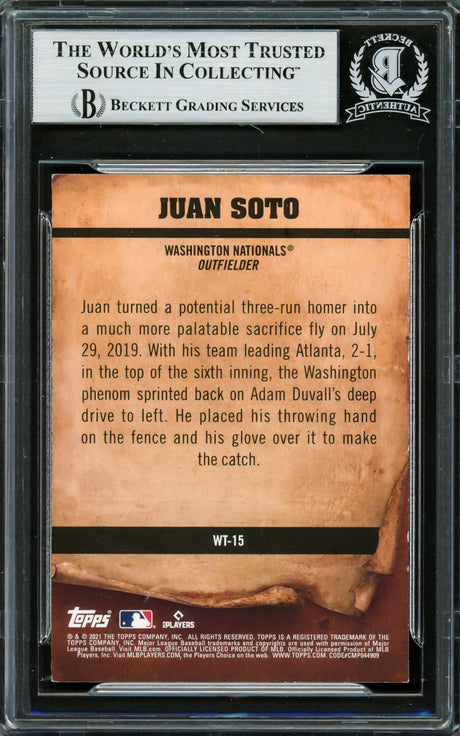 Juan Soto Autographed 2021 Topps Big League Wanted Card #WT15 New York Yankees Beckett BAS #16704366