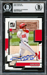 Juan Soto Autographed 2022 Donruss Card #225 New York Mets Beckett BAS #16704831