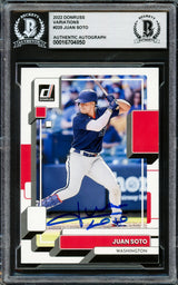 Juan Soto Autographed 2022 Donruss Variations Card #225 New York Mets Beckett BAS #16704850