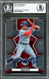 Juan Soto Autographed 2022 Panini Mosaic Card #127 New York Mets Beckett BAS #16704881