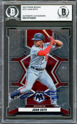 Juan Soto Autographed 2022 Panini Mosaic Card #127 New York Mets Beckett BAS #16704881