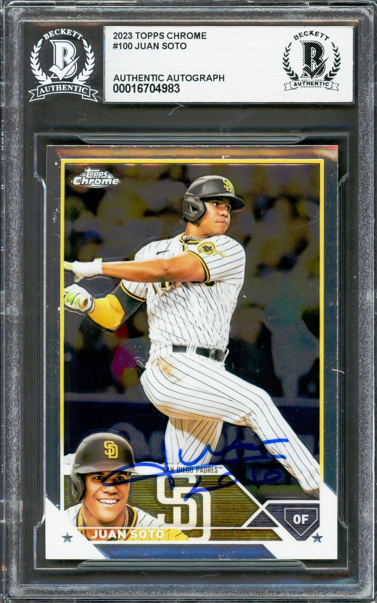 Juan Soto Autographed 2023 Topps Chrome Card #100 New York Mets Beckett BAS #16704983