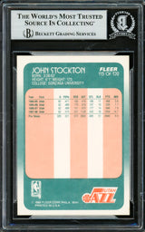 John Stockton Autographed 1988-89 Fleer Rookie Card #115 Utah Jazz Beckett BAS #16704996