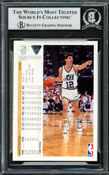 John Stockton Autographed 1991-92 Upper Deck Card #136 Utah Jazz Beckett BAS #16705041