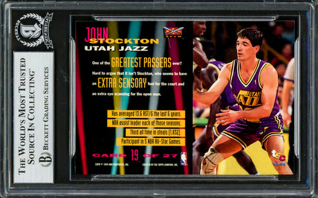 John Stockton Autographed 1993-94 Stadium Club Beam Team Card #19 Utah Jazz Beckett BAS #16705056