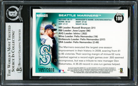 Ichiro Suzuki Autographed 2010 Topps Gold Card #199 Seattle Mariners Beckett BAS #16705091