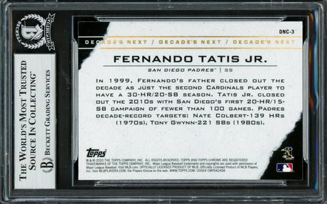Fernando Tatis Jr. Autographed 2020 Topps Chrome Decades Next Card #DNC-3 San Diego Padres Beckett BAS #16705155
