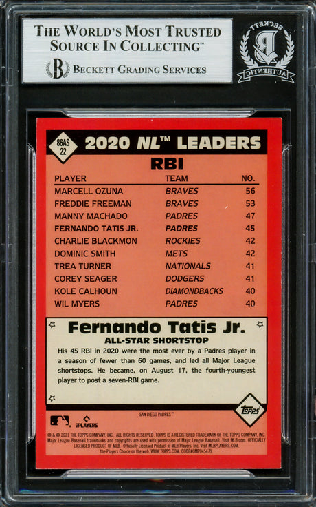 Fernando Tatis Jr. Autographed 2021 Topps 35th Anniversary Card #86AS22 San Diego Padres Beckett BAS #16705285