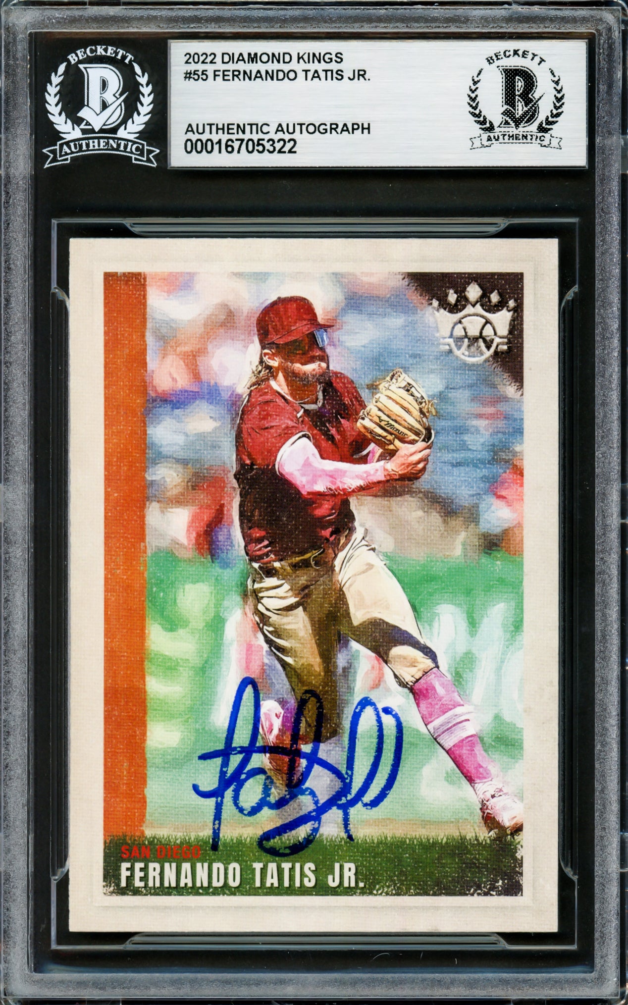 Fernando Tatis Jr. Autographed 2022 Diamond Kings Card #55 San Diego Padres Beckett BAS #16705322