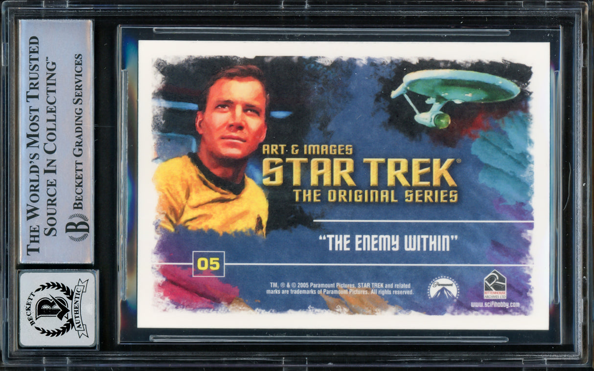 William Shatner Autographed 2005 Rittenhouse Art & Images Card #5 Star Trek Captain Kirk Auto Grade Gem Mint 10 The Original Series Beckett BAS #16580708